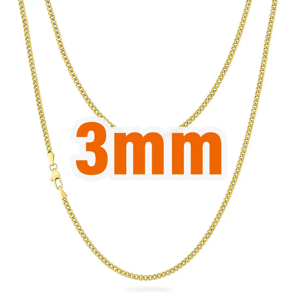 USA Real 14K Gold Filled Chain Anti Tarnish Jewelry Stainless Steel 3mm 5mm 8mm Miami Cuban Link Curb Necklace for Men Women