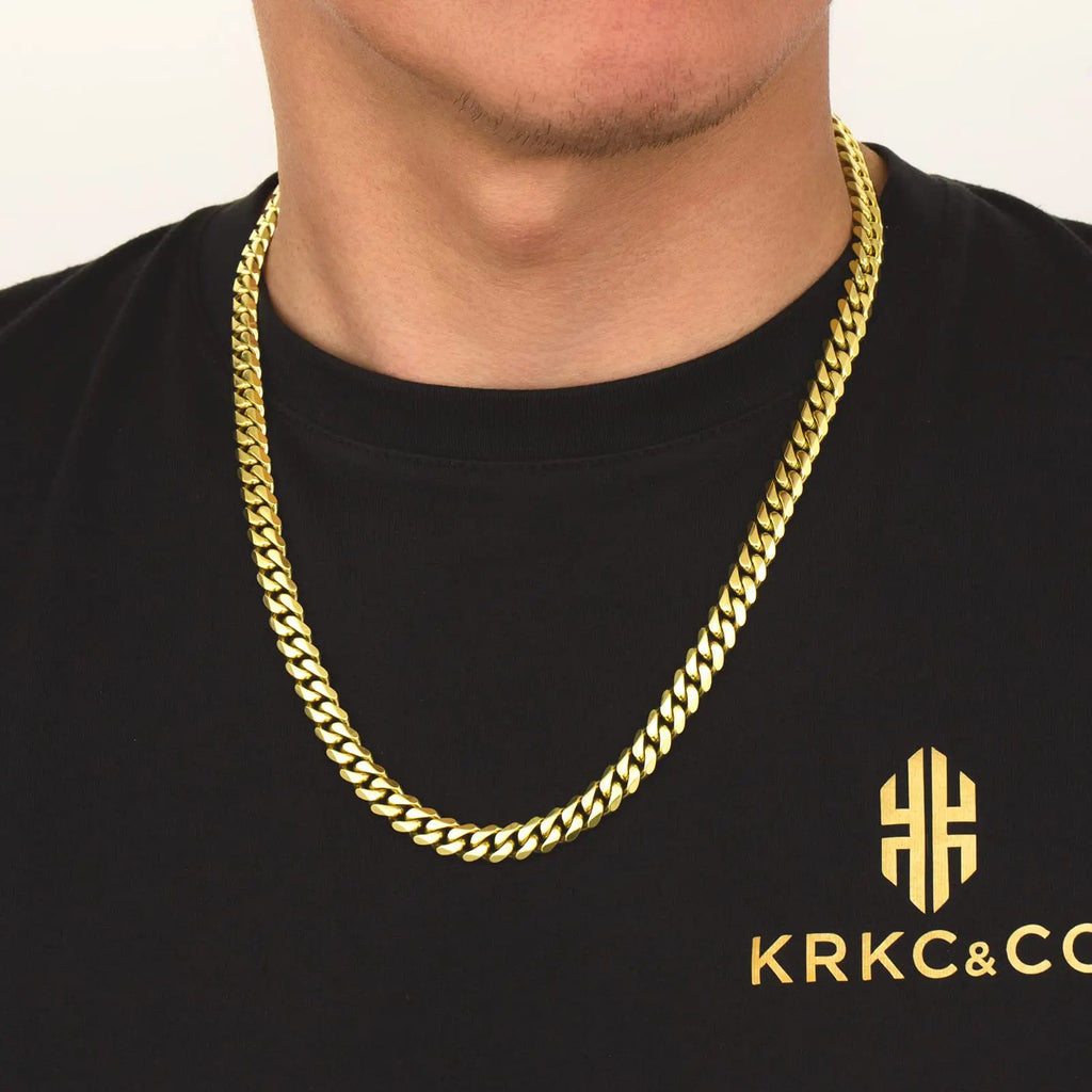 USA Real 14K Gold Filled Chain Anti Tarnish Jewelry Stainless Steel 3mm 5mm 8mm Miami Cuban Link Curb Necklace for Men Women